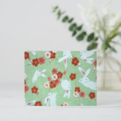 Japanische Kunst - Sakuras und Rabbits Postcard Postkarte (Stehend Vorderseite)