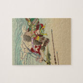 Japanische Kunst - Samurai, der von einem Fluss Puzzle (Horizontal)