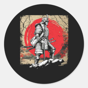 Japanische Kunst Samurai Vintage Kämpfer Retro Mar Runder Aufkleber