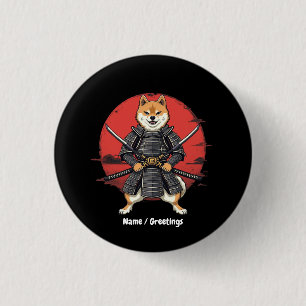 Japanische Kunst Shiba Inu Samurai Grafik Design Button
