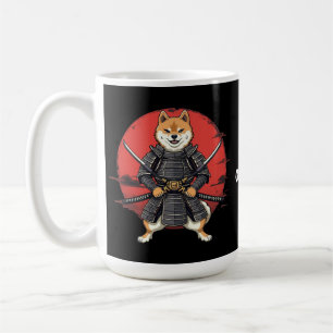Japanische Kunst Shiba Inu Samurai Grafik Design Kaffeetasse