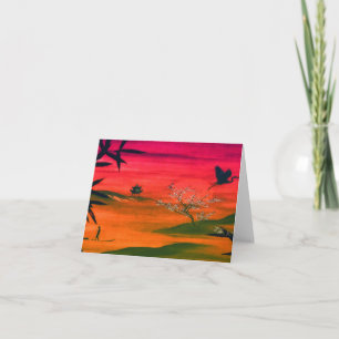 JAPANISCHE KUNST SONNENUNTERGANG DANKE-KARTE KARTE
