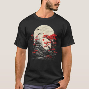 Japanische Kunst Sunset Pagoda Mount Fuji Japan Li T-Shirt