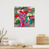 Japanische Kunst - Zwei Frauen sprechen im Garten Poster (Küche)