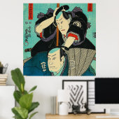 Japanische Kunst - Zwei Samurais spionieren über F Poster (Heimbüro)
