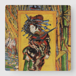 Japanische Kurtisane Oiran von Vincent van Gogh Quadratische Wanduhr