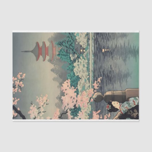 Japanische Lady am See Seidenpapier (Vorderseite)