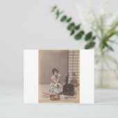 Japanische Lady Geisha Vintag Art Postkarte (Stehend Vorderseite)