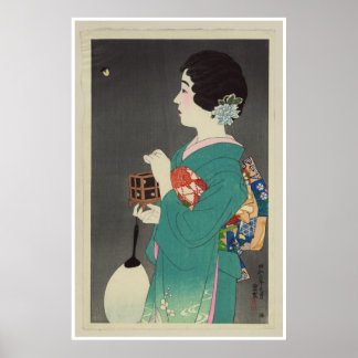Japanische Lady Holding Cage of Fireflies - 1931 Poster