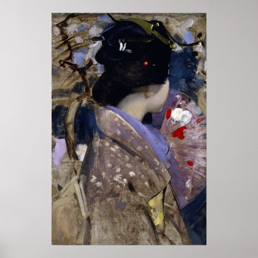 Japanische Lady mit einem Fan von George Henry Poster (Vorne)