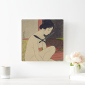 Japanische Lady nach Bath Accent Clock Quadratische Wanduhr (Zuhause)