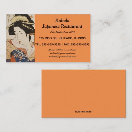 Japanische Lady Painting Visitenkarte (Vorne/Hinten)