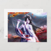 Japanische Lady spielt eine Flute Postkarte (Vorne/Hinten)