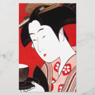 Japanische Lady Tea Bewirtung der Zeremonie Kunstd Briefpapier