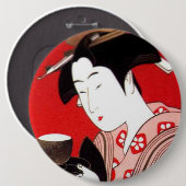 Japanische Lady Tea Bewirtung der Zeremonie Kunstd Button (Vorne & Hinten)