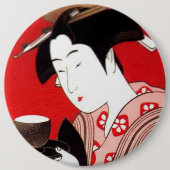 Japanische Lady Tea Bewirtung der Zeremonie Kunstd Button (Vorderseite)