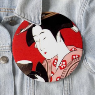 Japanische Lady Tea Bewirtung der Zeremonie Kunstd Button