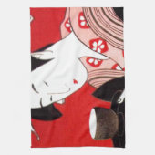 Japanische Lady Tea Bewirtung der Zeremonie Kunstd Geschirrtuch (Vertikal)