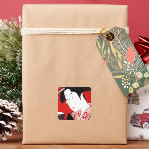 Japanische Lady Tea Bewirtung der Zeremonie Kunstd Quadratischer Aufkleber