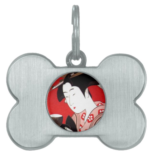 Japanische Lady Tea Bewirtung der Zeremonie Kunstd Tiermarke (Vorderseite)