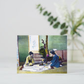 Japanische Ladys Malerei eines Kimono Traditionell Postkarte (Stehend Vorderseite)
