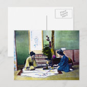 Japanische Ladys Malerei eines Kimono Traditionell Postkarte (Vorne/Hinten)