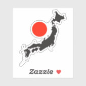 Japanische Landkarte Kontur mit rotem Kreis Aufkleber (Blatt)