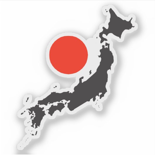 Japanische Landkarte Kontur mit rotem Kreis Aufkleber (Vorderseite)