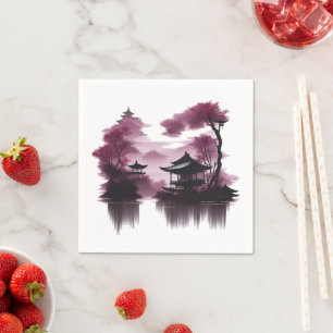 Japanische Landschaft am See - Serviette
