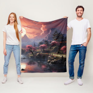Japanische Landschaft Art Fleece Blanket