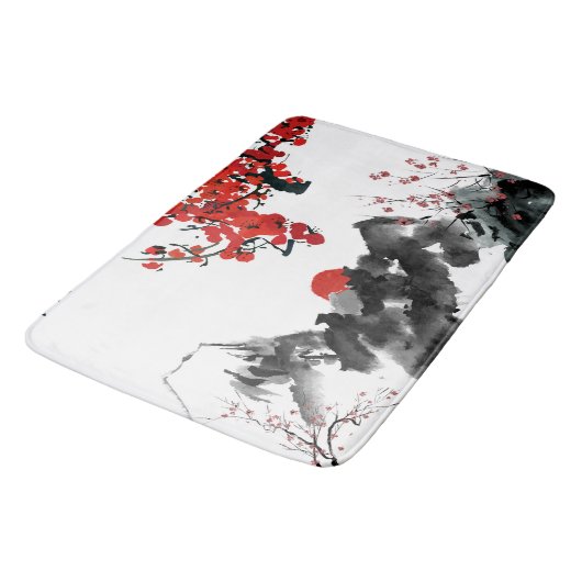 Japanische Landschaft Bath Mat Badematte (Schrägansicht)