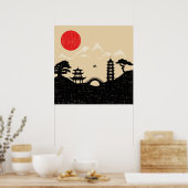 Japanische Landschaft - Grunge Style Poster (Küche)