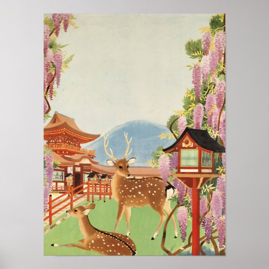 JAPANISCHE Landschaft | Hirsch | Tempel Poster (Vorne)