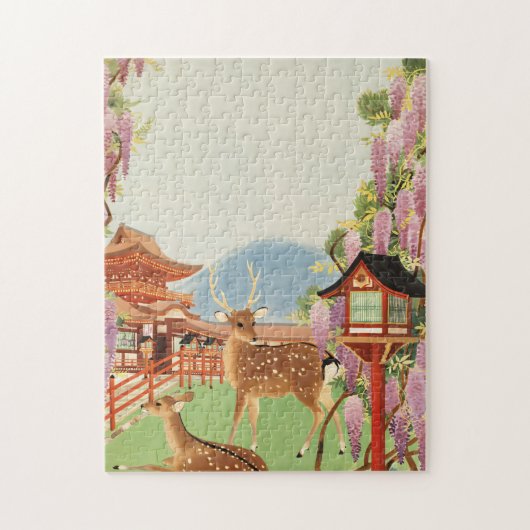 JAPANISCHE Landschaft | Hirsch | Tempel Puzzle (Vertikal)
