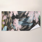Japanische Landschaft Kirschblüten und Wasserfall Badehandtuch (Badehandtuch)