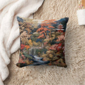 Japanische Landschaft Kunst: Wasserfall und Dorf Kissen (Decke)