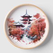 Japanische Landschaft mit Pagoda Uhr (Vorderseite)