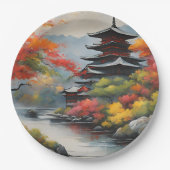 Japanische Landschaft Pappteller (Vorderseite)