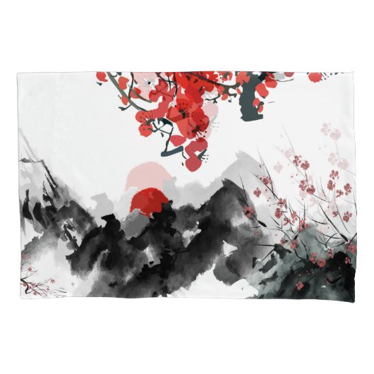 Japanische Landschaft Pillowcase Kissenbezug (Vorderseite)