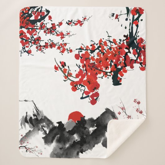 Japanische Landschaft Sherpa Blanket Sherpadecke (Vorderseite)
