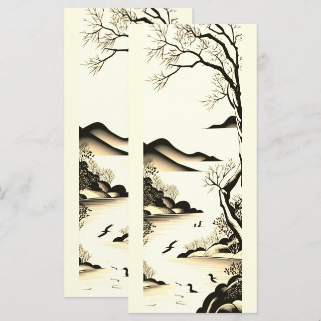 Japanische Landschaft Tinte Art Nr. 3 (Vorne/Hinten)