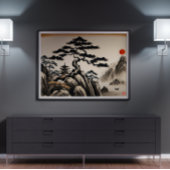 Japanische Landschaft Tinte Malerei Poster