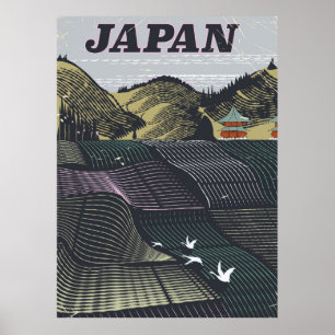 Japanische Landschaft Vintage Reiseplakat Poster
