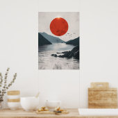 Japanische Landschaftliche Silhouette Poster (Küche)