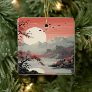 Japanische Landschaftskunst Keramikornament