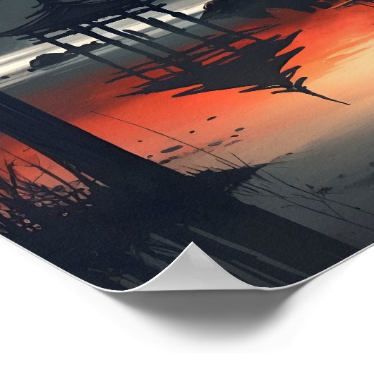 Japanische Landschaftskunst, Wasserfarbe ai generi Poster (Ecke)