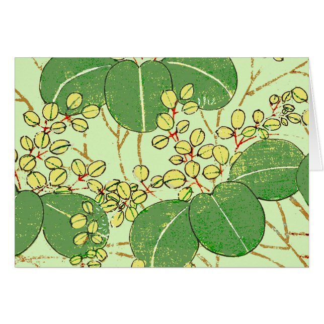 Japanische Leaf Floral Botanisches Kunstmuster (Vorderseite (Horizontal))