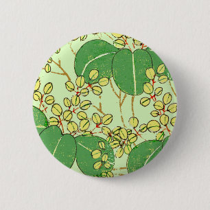 Japanische Leaf Floral Botanisches Kunstmuster Button