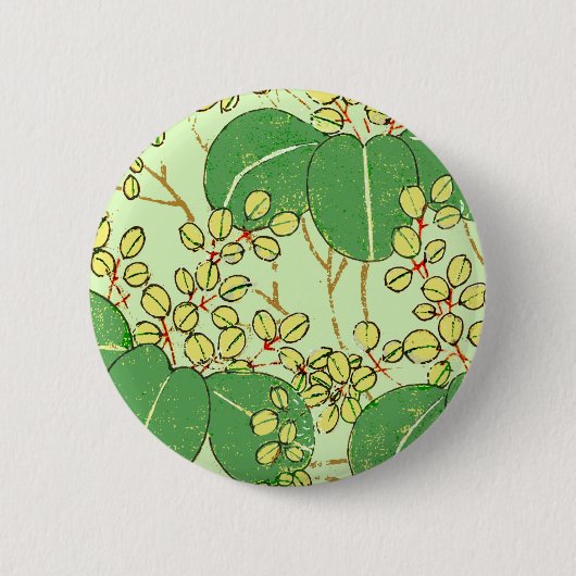 Japanische Leaf Floral Botanisches Kunstmuster Button (Vorderseite)