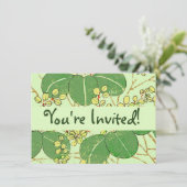 Japanische Leaf Floral Botanisches Kunstmuster Einladung (Stehend Vorderseite)